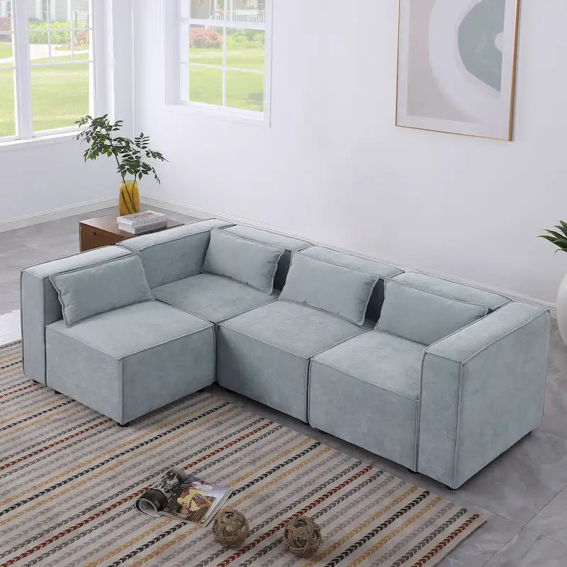 Canapé modulable en tissu chenille combinable à l'infini