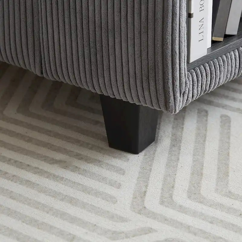 102.75 Canapé sectionnel modulable en velours côtelé en forme de L avec rangement et porte-gobelet