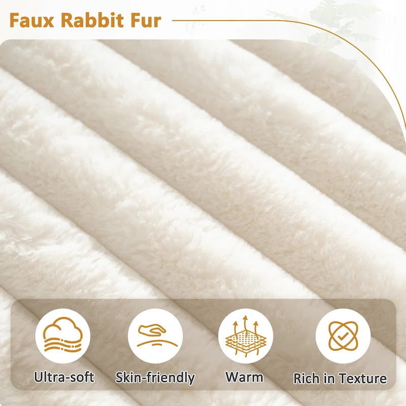 Divano componibile a L con penisola, 3 posti, modello "Faux Fur Cloud 110", con due cuscini decorativi inclusi