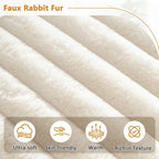 Divano componibile a L con penisola, 3 posti, modello "Faux Fur Cloud 110", con due cuscini decorativi inclusi