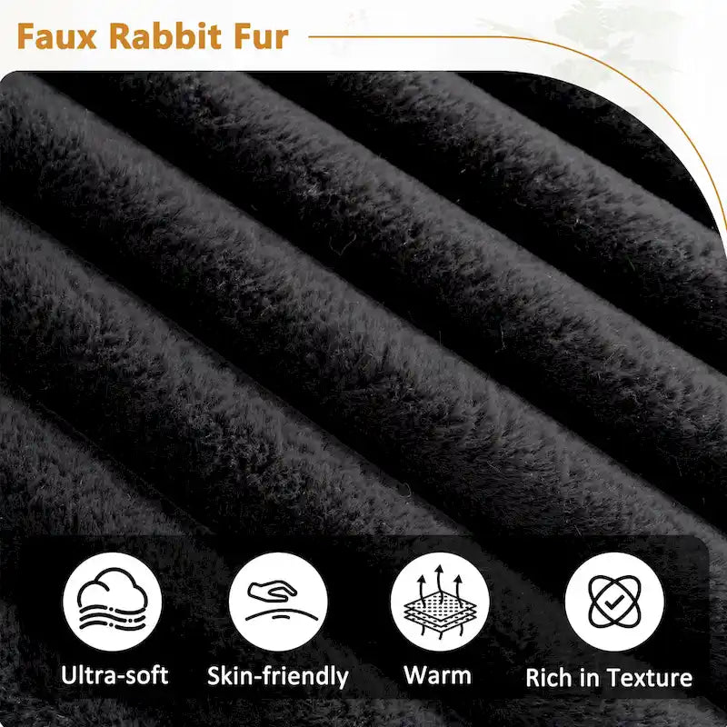 Divano componibile a L con penisola, 3 posti, modello "Faux Fur Cloud 110", con due cuscini decorativi inclusi