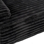 Divano componibile a L con penisola, 3 posti, modello "Faux Fur Cloud 110", con due cuscini decorativi inclusi