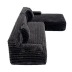 Divano componibile a L con penisola, 3 posti, modello "Faux Fur Cloud 110", con due cuscini decorativi inclusi