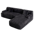 Divano componibile a L con penisola, 3 posti, modello "Faux Fur Cloud 110", con due cuscini decorativi inclusi