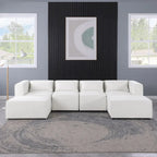 Divano componibile a U a 6 posti rivestito in ciniglia con 2 pouf rimovibili e design a libera combinazione