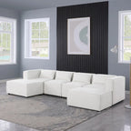 Divano componibile a U a 6 posti rivestito in ciniglia con 2 pouf rimovibili e design a libera combinazione