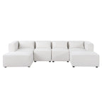 Divano componibile a U a 6 posti rivestito in ciniglia con 2 pouf rimovibili e design a libera combinazione