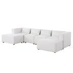 Divano componibile a U a 6 posti rivestito in ciniglia con 2 pouf rimovibili e design a libera combinazione