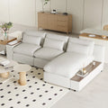 Divano a L a 3 posti beige da 109,8 L con contenitori