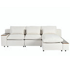 Divano a L a 3 posti beige da 109,8 L con contenitori