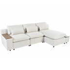 Divano a L a 3 posti beige da 109,8 L con contenitori