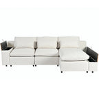 Divano a L a 3 posti beige da 109,8 L con contenitori