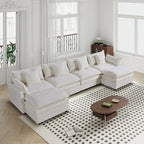 White 142.52 U-Shaped 6-Seater Sectional Sofa