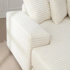Divano componibile a L in velluto a coste beige 111 con chaise longue sinistra di grandi dimensioni