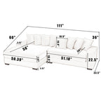 Divano componibile a L in velluto a coste beige 111 con chaise longue sinistra di grandi dimensioni