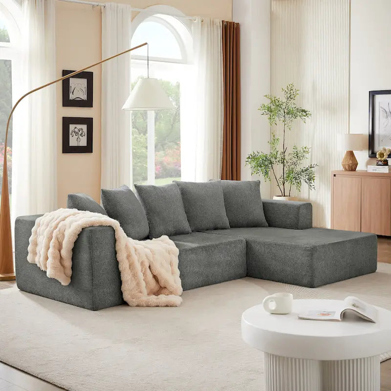 105.2 Canapé d'angle modulaire en forme de L en chenille Cloud, 2 pièces, combinaison libre
