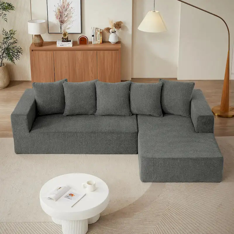 105.2 Canapé d'angle modulaire en forme de L en chenille Cloud, 2 pièces, combinaison libre