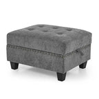 Canapé d'angle 6 places gris 116 avec chaises et rangement