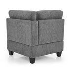 Canapé d'angle 6 places gris 116 avec chaises et rangement