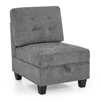 Canapé d'angle 6 places gris 116 avec chaises et rangement