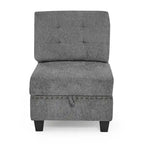 Canapé d'angle 6 places gris 116 avec chaises et rangement