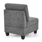 Canapé d'angle 6 places gris 116 avec chaises et rangement