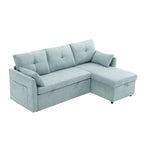 Divano sezionale a L a 3 posti verde 81.1 con chaise longue reversibile, sedili contenitore, telaio in legno massello resistente