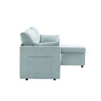 Divano sezionale a L a 3 posti verde 81.1 con chaise longue reversibile, sedili contenitore, telaio in legno massello resistente