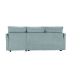 Divano sezionale a L a 3 posti verde 81.1 con chaise longue reversibile, sedili contenitore, telaio in legno massello resistente