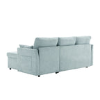 Divano sezionale a L a 3 posti verde 81.1 con chaise longue reversibile, sedili contenitore, telaio in legno massello resistente