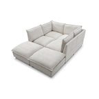 Divano componibile modulare a 6 posti a forma di U personalizzabile beige 130 con pouf convertibile e opzioni di montaggio versatili