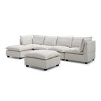 Divano componibile modulare a 6 posti a forma di U personalizzabile beige 130 con pouf convertibile e opzioni di montaggio versatili
