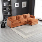Divano componibile a 4 posti a L Arancione 112,2 cm in tessuto Bouclé moderno con cuscini e braccioli rimovibili