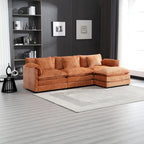 Divano componibile a 4 posti a L Arancione 112,2 cm in tessuto Bouclé moderno con cuscini e braccioli rimovibili