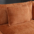 Divano componibile a 4 posti a L Arancione 112,2 cm in tessuto Bouclé moderno con cuscini e braccioli rimovibili