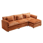 Divano componibile a 4 posti a L Arancione 112,2 cm in tessuto Bouclé moderno con cuscini e braccioli rimovibili