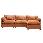 Divano componibile a 4 posti a L Arancione 112,2 cm in tessuto Bouclé moderno con cuscini e braccioli rimovibili