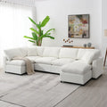 Canapé modulable en forme de U en chenille beige 130, 6 pièces