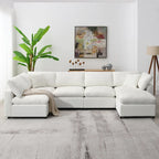 Canapé modulable en forme de U en chenille beige 130, 6 pièces