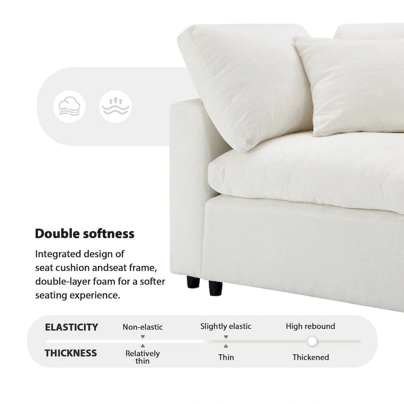 Canapé modulable en forme de U en chenille beige 130, 6 pièces