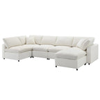 Canapé modulable en forme de U en chenille beige 130, 6 pièces