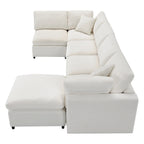 Canapé modulable en forme de U en chenille beige 130, 6 pièces