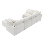 Canapé modulable en forme de U en chenille beige 130, 6 pièces