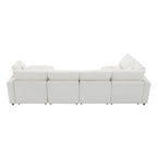 Canapé modulable en forme de U en chenille beige 130, 6 pièces