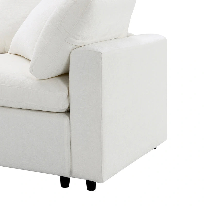 Canapé modulable en forme de U en chenille beige 130, 6 pièces