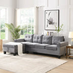 Divano a 4 posti moderno grigio 97,8 con chaise longue contenitore