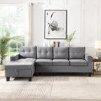 Divano a 4 posti moderno grigio 97,8 con chaise longue contenitore