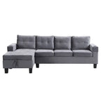 Divano a 4 posti moderno grigio 97,8 con chaise longue contenitore
