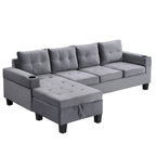 Divano a 4 posti moderno grigio 97,8 con chaise longue contenitore