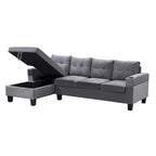 Divano a 4 posti moderno grigio 97,8 con chaise longue contenitore